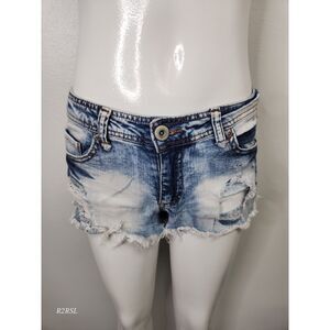 Highway Jeans Distressed Bleach Washed Jean Shorts Juniors 7 Festival Grunge